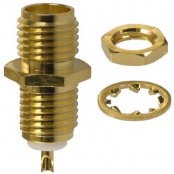SMA Connector Receptacle, Female Socket 50 Ohms Panel Mount Solder Cup - Amphenol RF