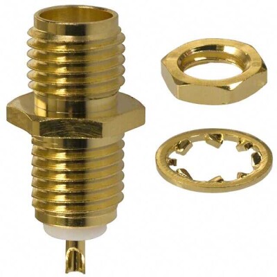 SMA Connector Receptacle, Female Socket 50 Ohms Panel Mount Solder Cup - 1