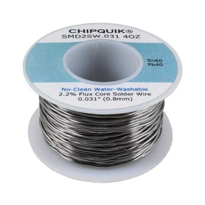 Leaded No-Clean, Water Soluble Wire Solder Sn60Pb40 (60/40) Spool, 4 oz (113.40g) - 1