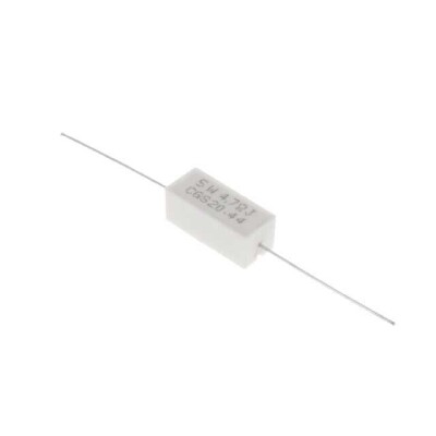 4.7 Ohms ±5% 5W Through Hole Resistor Axial Cement Coated, Flame Proof, Moisture Resistant, Safety Wirewound - 1