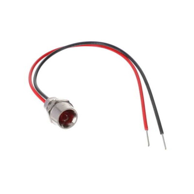 LED Panel Indicator Red Diffused 60° 2V 30mA Wire Leads - 6