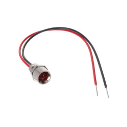 LED Panel Indicator Red Diffused 60° 2V 30mA Wire Leads - 6