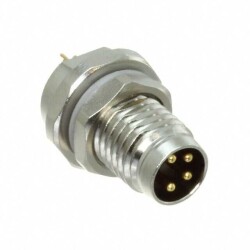 4 Position Circular Connector Plug, Male Pins Solder Cup - TE Connectivity AMP Connectors