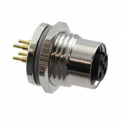 4 Position Circular Connector Plug, Female Sockets Solder - 1