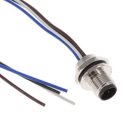 4 Position Circular Connector Receptacle, Male Pins Wire Leads - 1