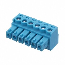 6 Position Terminal Block Plug, Female Sockets 0.150