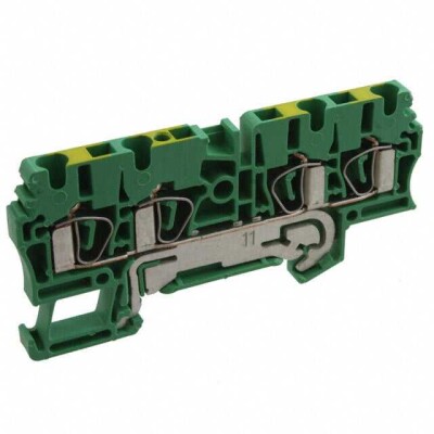 Terminal Block Connector 4 Position Ground, Earth Green, Yellow 12-30 AWG - 1