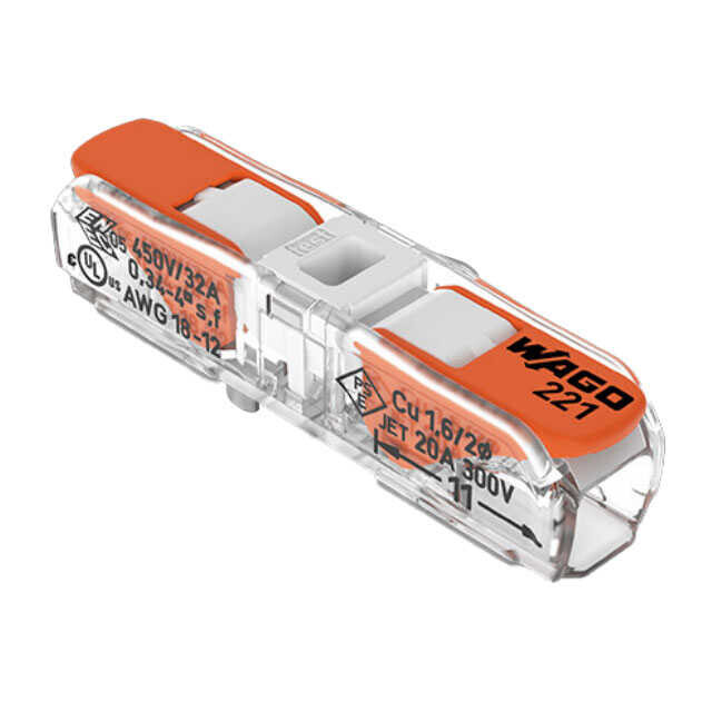  Terminal Butt Splice, Inline, Individual Openings Connector Push In 12-20 Awg Transparent - White