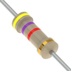 4.7 kOhms ±5% 0.25W, 1/4W Through Hole Resistor Axial Carbon Film - YAGEO