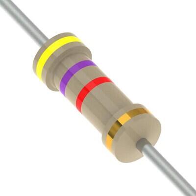 4.7 kOhms ±5% 0.25W, 1/4W Through Hole Resistor Axial Carbon Film - 1