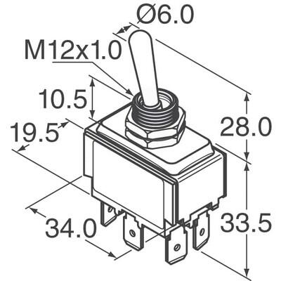 Toggle Switch DPDT Panel Mount - 2