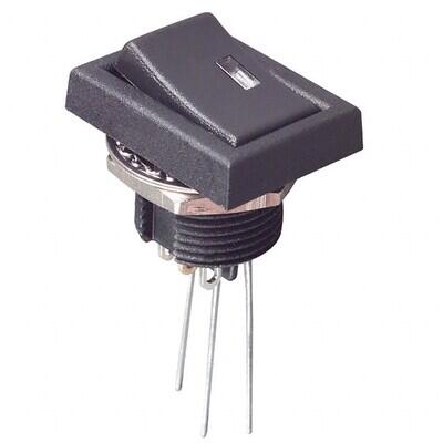 Rocker Switch SPDT 3A (AC) 125 V Panel Mount, Threaded Body with Nut - 1