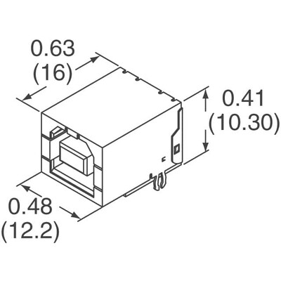 USB-B (USB TYPE-B) USB 2.0 Receptacle Connector 4 Position Through Hole, Right Angle - 2