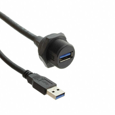 USB 5Gbps (USB 3.0, USB 3.x Gen 1, Superspeed) Cable A Female to A Male (Circular Coupling) 0.98' (300.0mm) Shielded - 1