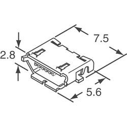 USB - micro B USB 2.0 Receptacle Connector 5 Position SMT, Right Angle - 2