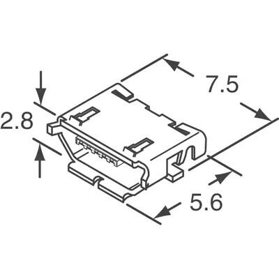 USB - micro B USB 2.0 Receptacle Connector 5 Position SMT, Right Angle - 2