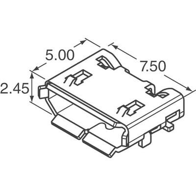 USB - micro B USB 2.0 Receptacle Connector 5 Position Surface Mount, Right Angle; Through Hole - 2