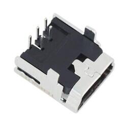 USB - mini B - Receptacle Connector 5 Position Through Hole, Right Angle - Tensility International Corp