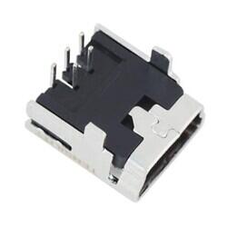 USB - mini B - Receptacle Connector 5 Position Through Hole, Right Angle - 1