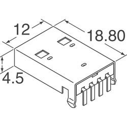 USB-A (USB TYPE-A) USB 2.0 Plug Connector 4 Position Through Hole, Right Angle - 2