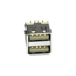 USB-A (USB TYPE-A), Stacked USB 2.0 Receptacle Connector 8 Position Board Edge, Cutout; Through Hole, Right Angle - Würth Elektronik