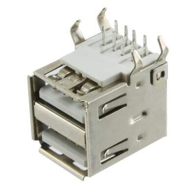 USB-A (USB TYPE-A), Stacked USB 2.0 Receptacle Connector 8 Position Through Hole, Right Angle - 1