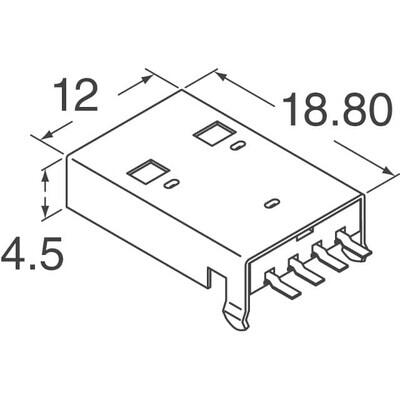 USB-A (USB TYPE-A) USB 2.0 Plug Connector 4 Position Surface Mount, Right Angle; Through Hole - 2