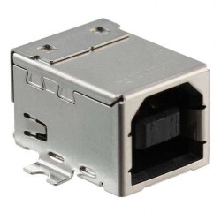 USB-B (USB TYPE-B) USB 2.0 Receptacle Connector 4 Position Surface Mount, Right Angle - TE Connectivity AMP Connectors