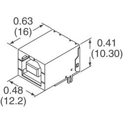 USB-B (USB TYPE-B) USB 2.0 Receptacle Connector 4 Position Through Hole, Right Angle - 2