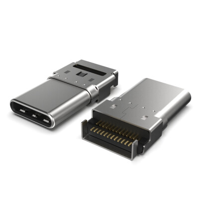 USB-C (USB TYPE-C) USB 3.2 Gen 2 (USB 3.1 Gen 2, Superspeed + (USB 3.1)) Plug Connector 24 Position Board Edge, Cutout; Surface Mount; Through Hole, Right Angle - 1
