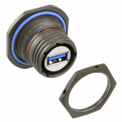 Adapter Connector USB-A (USB TYPE-A), Receptacle To USB-A (USB TYPE-A), Receptacle Panel Mount, Bulkhead - Front Side Nut - Amphenol Socapex