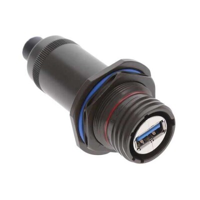 Adapter Connector USB-A (USB TYPE-A), Receptacle To USB-A (USB TYPE-A), Receptacle Panel Mount, Bulkhead - Front Side Nut - 1