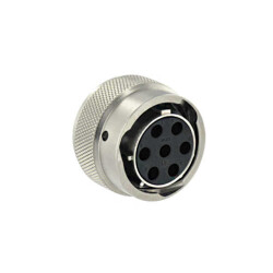 7 (6 + PE) Position Circular Connector Plug Housing Free Hanging (In-Line) Coupling Nut - Souriau-Sunbank by Eaton