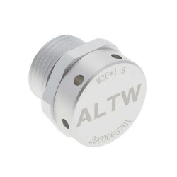 Over-pressure Relief Vent, M20, Metal, M20*1.5, Screw Thread, > 2000 ml/min at 7 kPa, Opening Pressure 40±5 kPa, ePTFE (Oleophobic), Silver, IP69K - Amphenol LTW