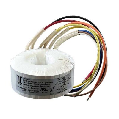 Toroidal 160VA Power Transformer 100V, 120V, 220V, 240V Primary Parallel 18V, Series 36V Secondary Parallel 8.88A, Series 4.44A Chassis Mount - 1