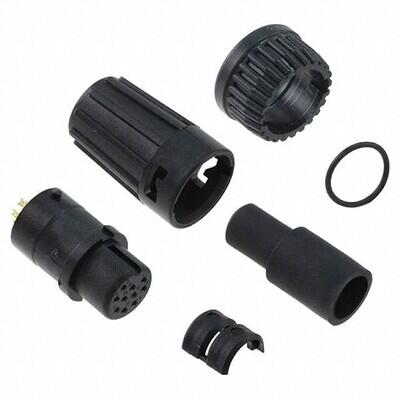 10 Position Circular Connector Plug, Female Sockets Solder Cup - 1