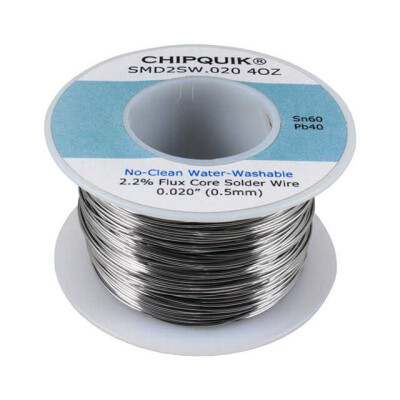 Leaded No-Clean, Water Soluble Wire Solder Sn60Pb40 (60/40) Spool, 4 oz (113.40g) - 1